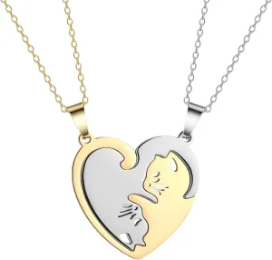 HANRESHE Cat Matching Necklaces Best Friend Necklaces Heart Yin Yang Friendship Necklace For 2