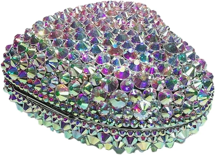 Heart Shape Crystal Evening Bag for Women Glitter Mini Rhinestones Clutch Purse Wedding Party Shoulder Bag
