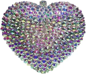 Heart Shape Crystal Evening Bag for Women Glitter Mini Rhinestones Clutch Purse Wedding Party Shoulder Bag