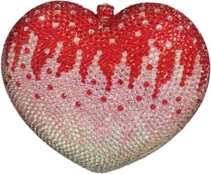 Heart Shape Crystal Evening Bag for Women Glitter Mini Rhinestones Clutch Purse Wedding Party Shoulder Bag