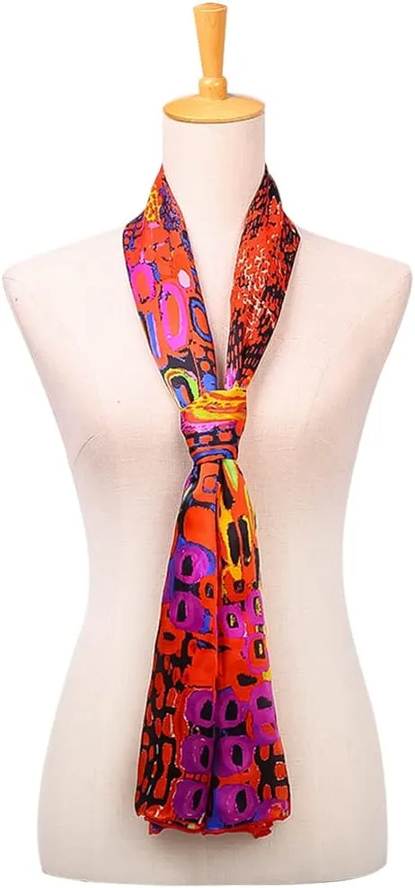 HeyToo Womens 100% Real Silk Scarf Long Satin Floral Artists Painting Fashion Scarves Sunscreen Shawls