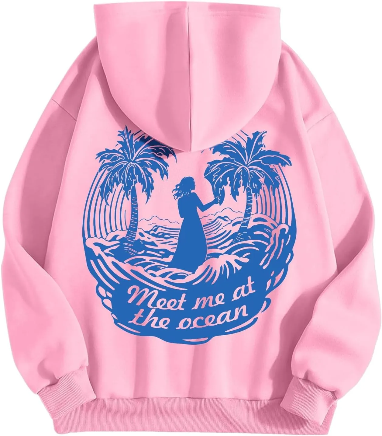 Hoodie for Women Meet Me at The Ocean Oversized Preppy Graphic Sweatshirt Teen Girls Cute Y2K Casual Pullover Tops