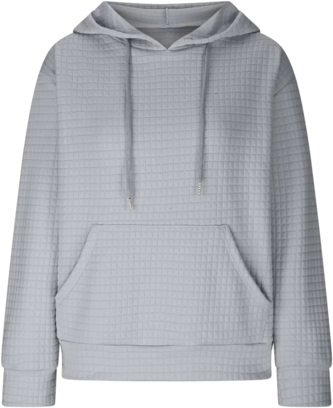 Hoodies for Women Trendy Waffle Knit Drawstring Pullover Sweatshirts Casual Loose Fit Cute Hoodie Comfy Fall Sweater