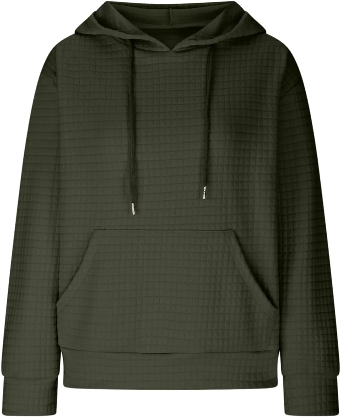 Hoodies for Women Trendy Waffle Knit Drawstring Pullover Sweatshirts Casual Loose Fit Cute Hoodie Comfy Fall Sweater