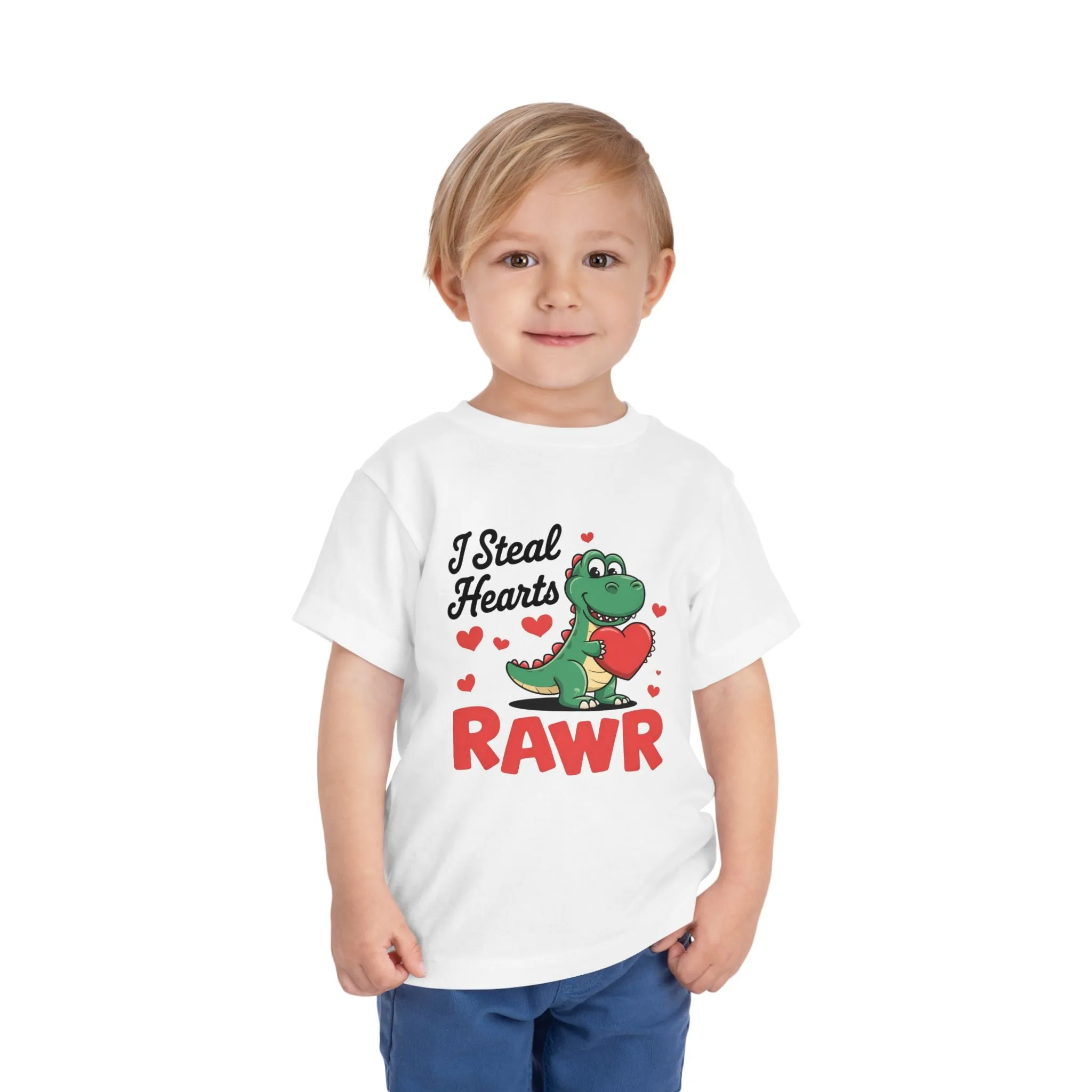 I Steal Hearts Toddler Tee, Dinosaur Shirt, Cute Dino Toddler T-Shirt, Heart Graphic Youth Top, Valentine's Shirt, RAWR shirt