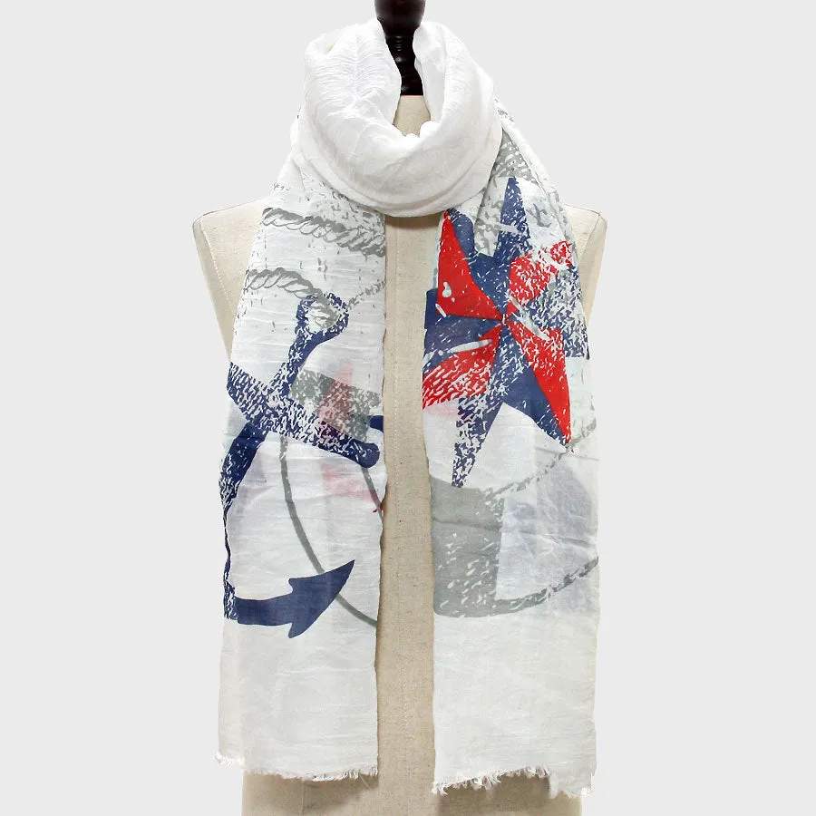 iLLASPARKZ Anchor Patterned Cotton Spring Scarf