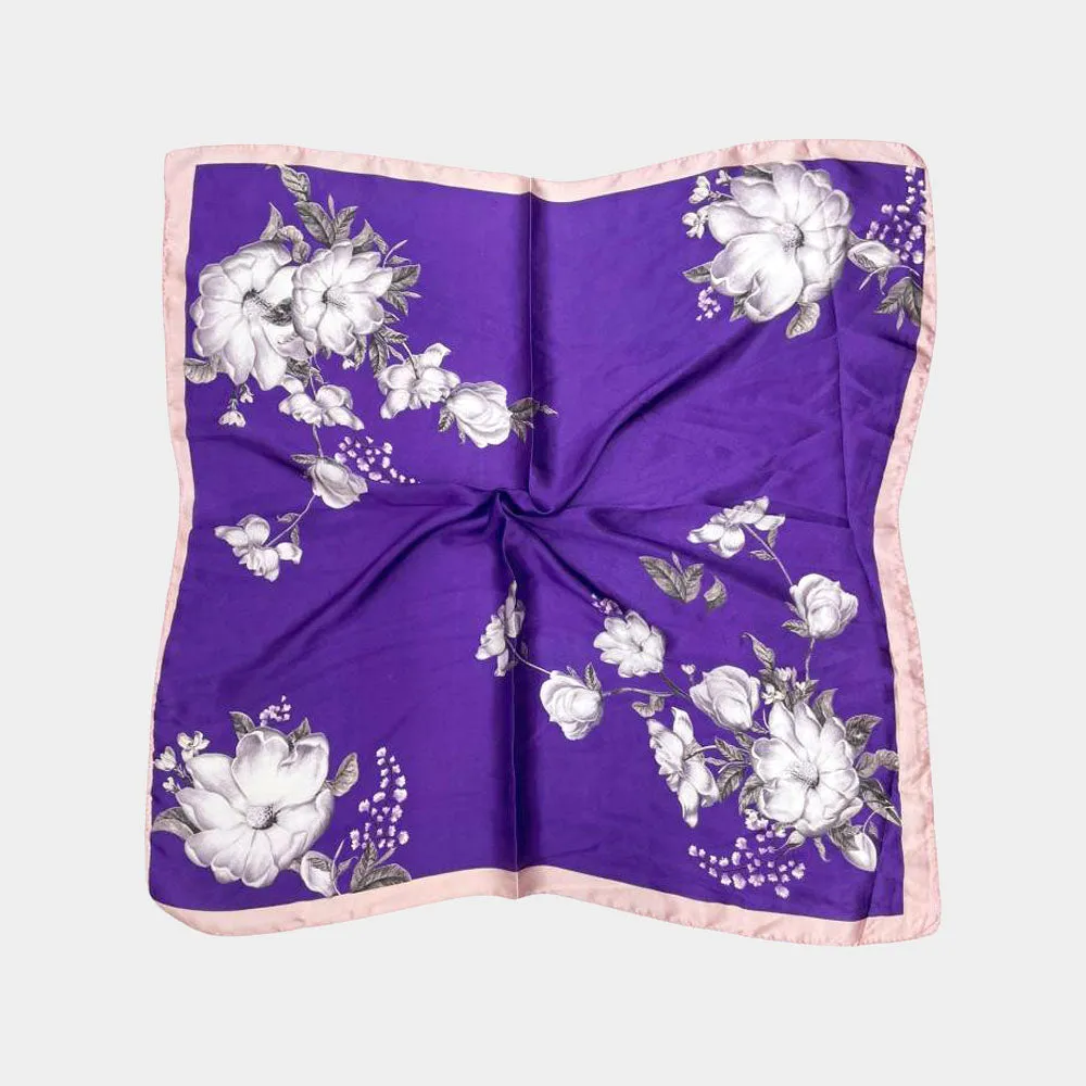 iLLASPARKZ Flower Printed Square Silky Satin Scarf Shawl
