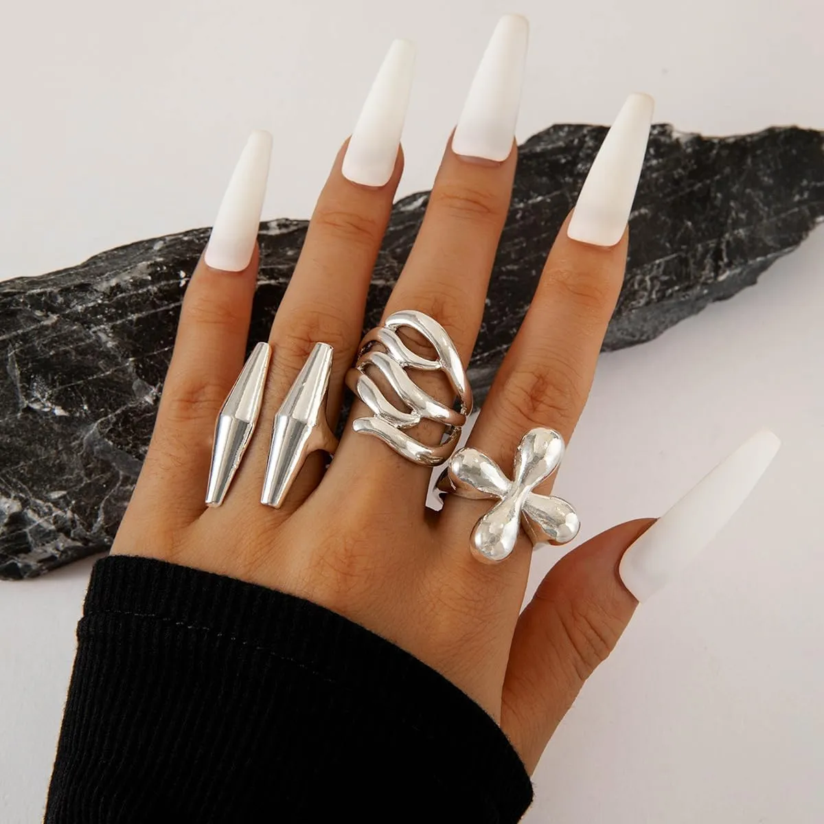 INENIMARTJ Chunky Gold Rings for Women Non Tarnish,14K Gold Plated Stacking Knuckle Rings Sets Vintage Stackable Finger Midi Ring Prom Jewelry Accessories