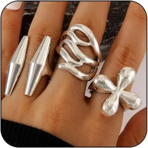 INENIMARTJ Chunky Gold Rings for Women Non Tarnish,14K Gold Plated Stacking Knuckle Rings Sets Vintage Stackable Finger Midi Ring Prom Jewelry Accessories