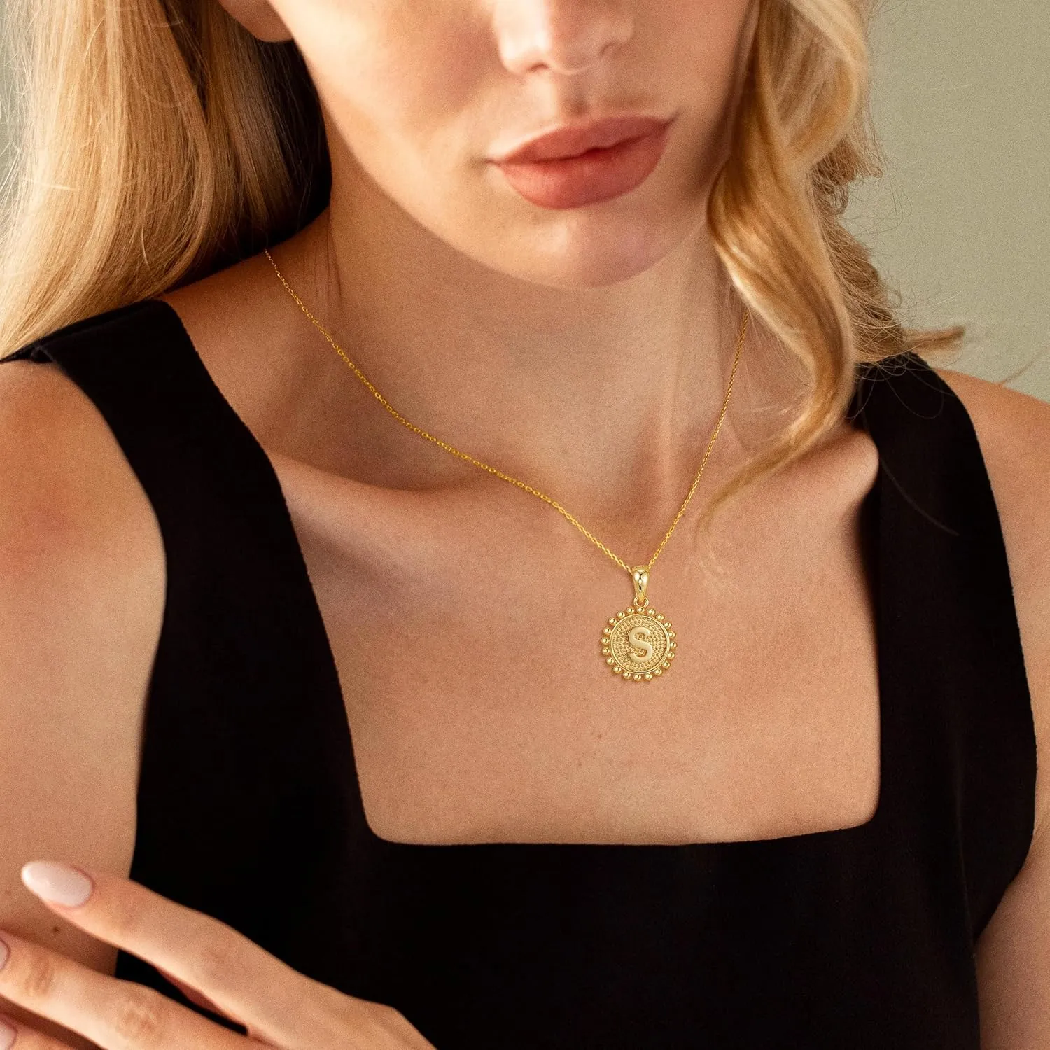 Initial Necklaces for Women - 18K Solid Gold Over Layered Gold Necklace Cute Hexagon Letter Initial Necklace Gold Layered Necklaces for Women Jewelry Gifts