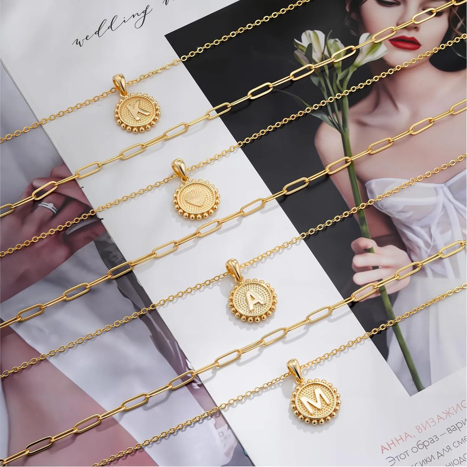 Initial Necklaces for Women - 18K Solid Gold Over Layered Gold Necklace Cute Hexagon Letter Initial Necklace Gold Layered Necklaces for Women Jewelry Gifts