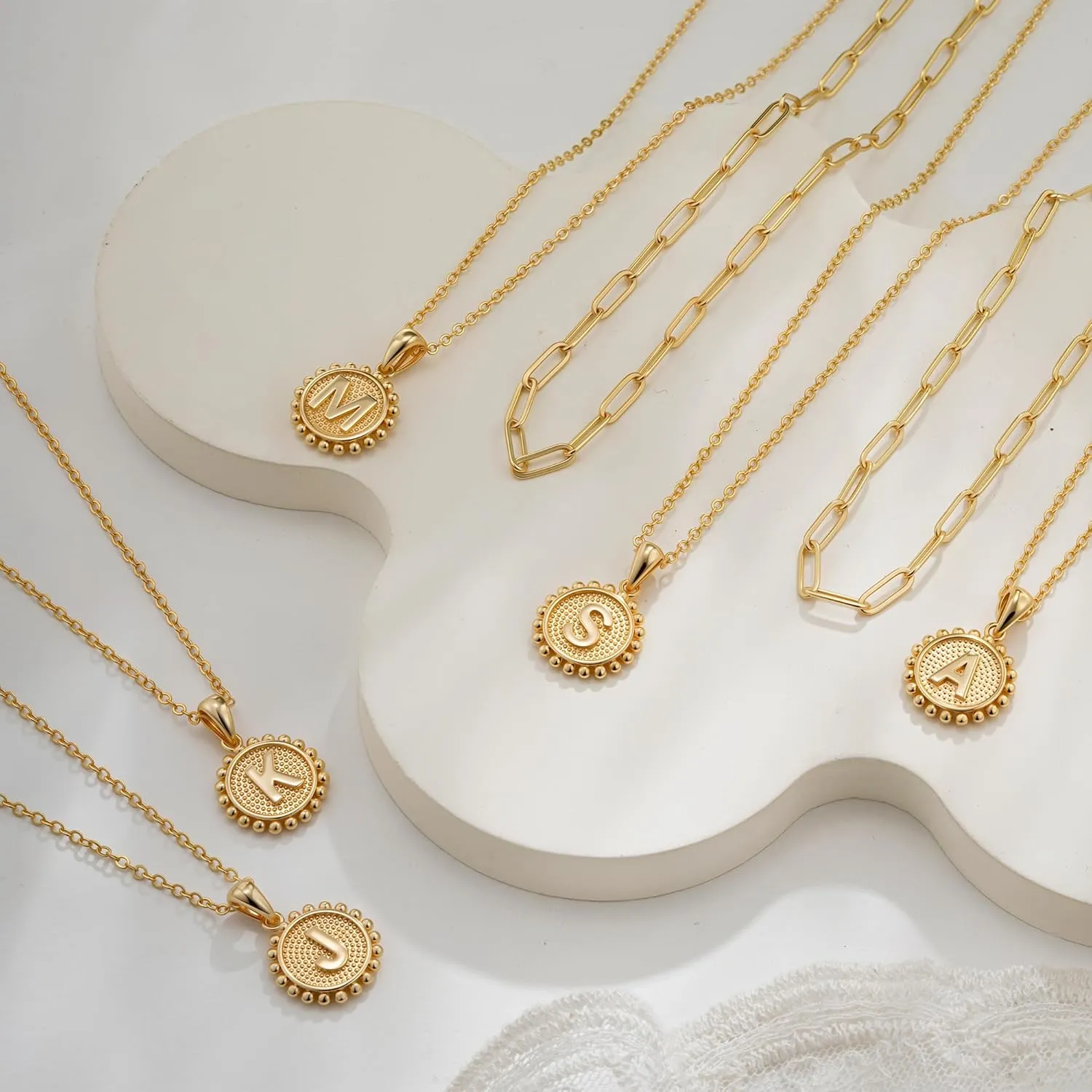 Initial Necklaces for Women - 18K Solid Gold Over Layered Gold Necklace Cute Hexagon Letter Initial Necklace Gold Layered Necklaces for Women Jewelry Gifts