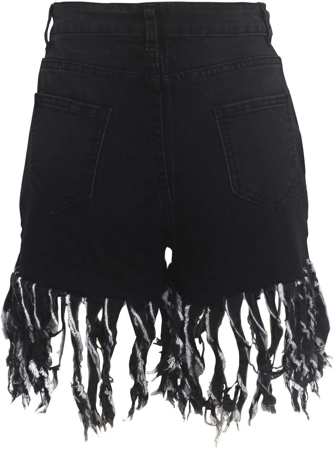 Jean Shorts Women High Waisted Trendy Frayed Raw Hem Tassel Stretch Shorts Retro Casual Summer Y2k Shorts with Pocket