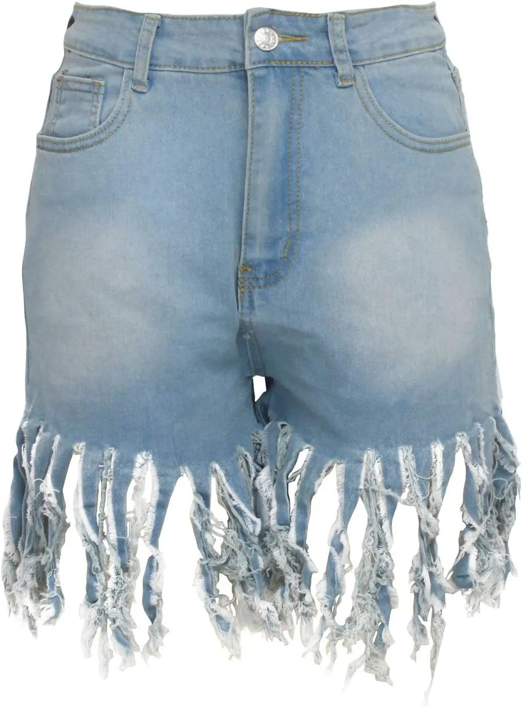 Jean Shorts Women High Waisted Trendy Frayed Raw Hem Tassel Stretch Shorts Retro Casual Summer Y2k Shorts with Pocket