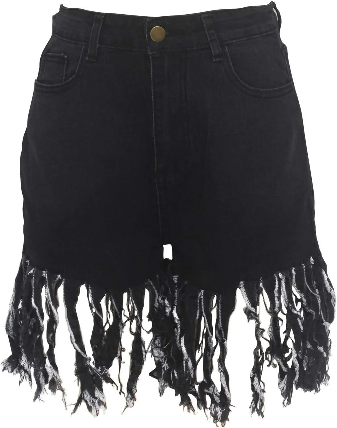 Jean Shorts Women High Waisted Trendy Frayed Raw Hem Tassel Stretch Shorts Retro Casual Summer Y2k Shorts with Pocket