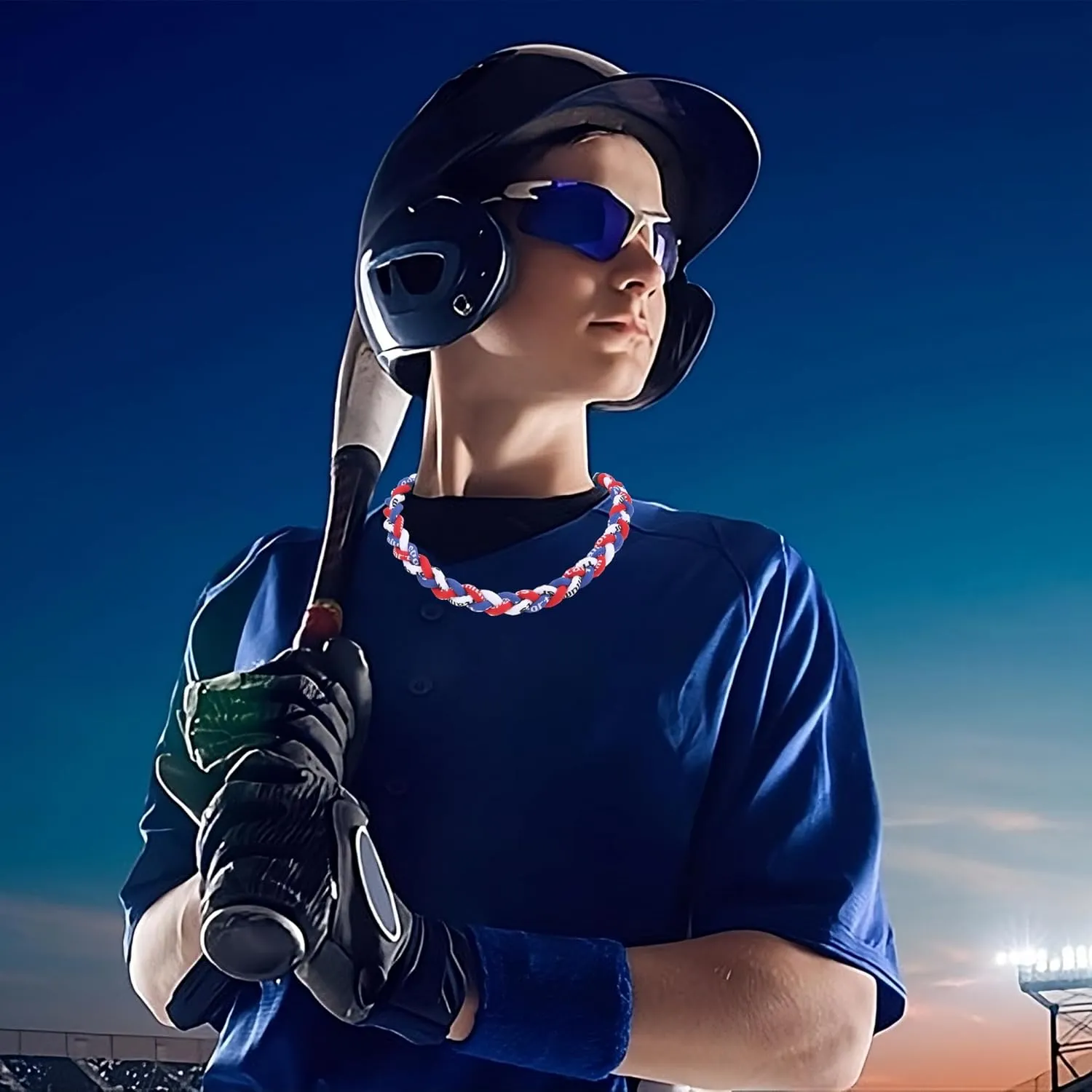 Jewdreamer 5PCS Baseball Necklaces Three Braided Rope Tornado Necklaces Sports Titanium Necklace Baseball Rope Necklaces for Men Women Player Softball Fans Sports