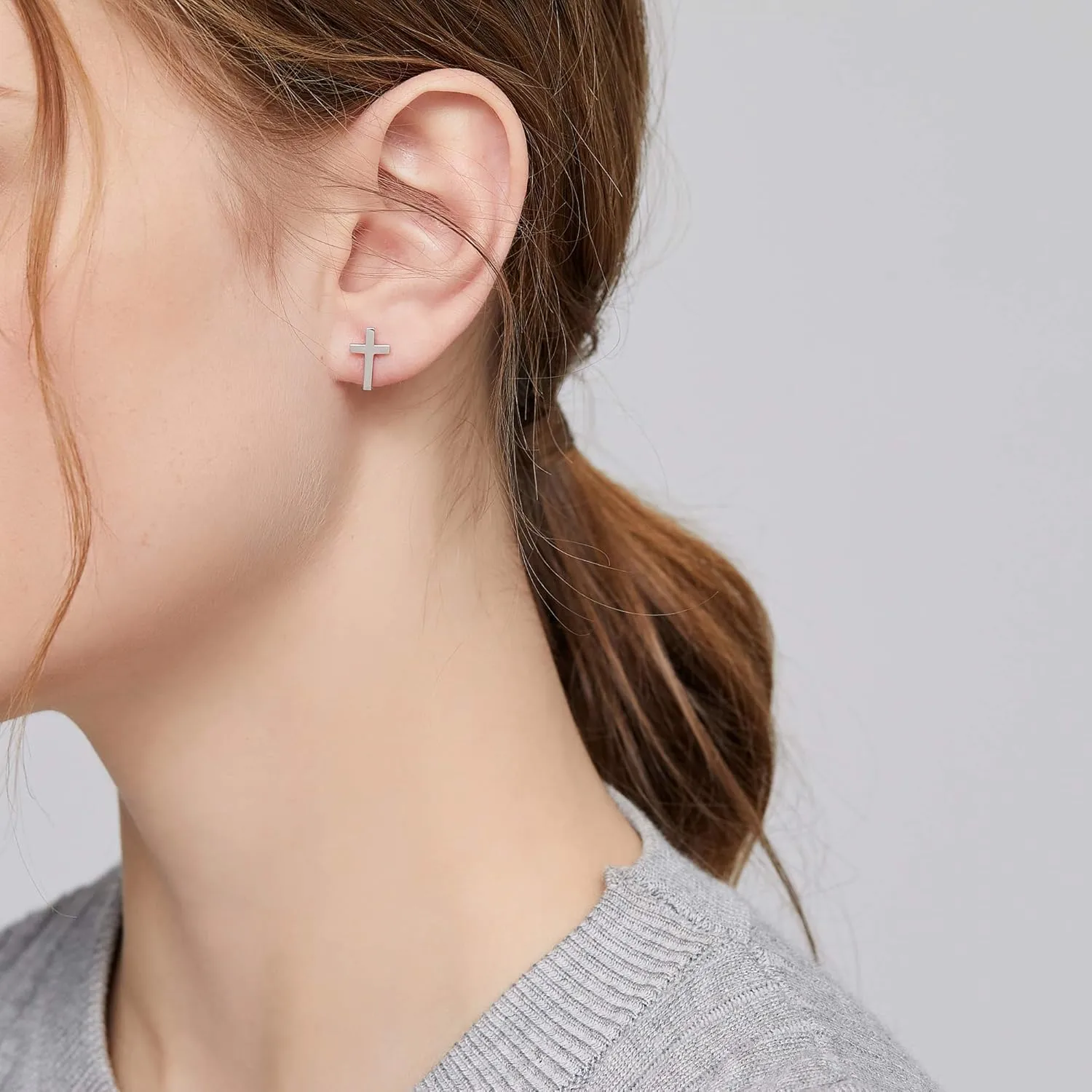 Jiamiaoi Sterling Silver Cross Dangle Earrings - Hypoallergenic Nickel Free Hoop Earrings for Men and Women