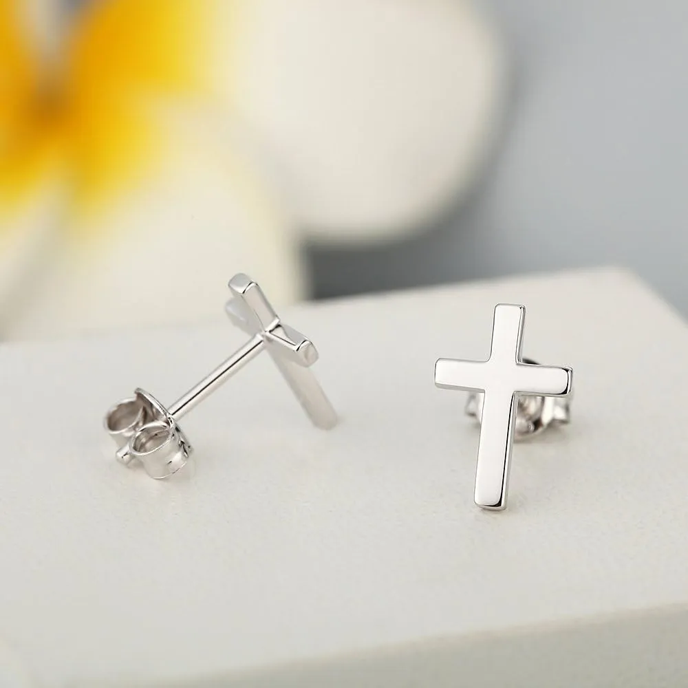 Jiamiaoi Sterling Silver Cross Dangle Earrings - Hypoallergenic Nickel Free Hoop Earrings for Men and Women