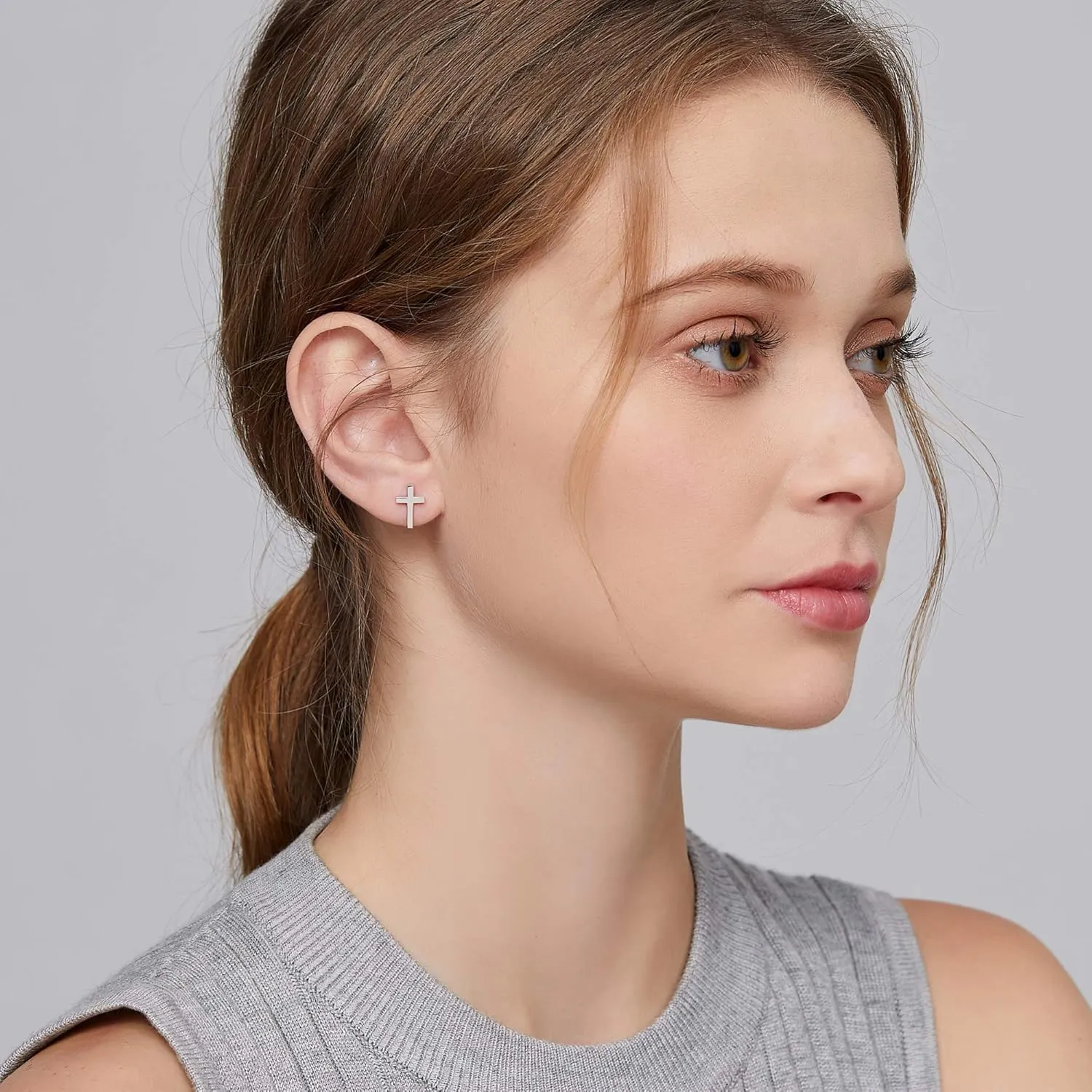 Jiamiaoi Sterling Silver Cross Dangle Earrings - Hypoallergenic Nickel Free Hoop Earrings for Men and Women