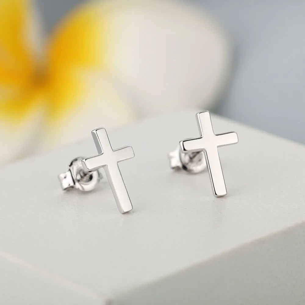 Jiamiaoi Sterling Silver Cross Dangle Earrings - Hypoallergenic Nickel Free Hoop Earrings for Men and Women