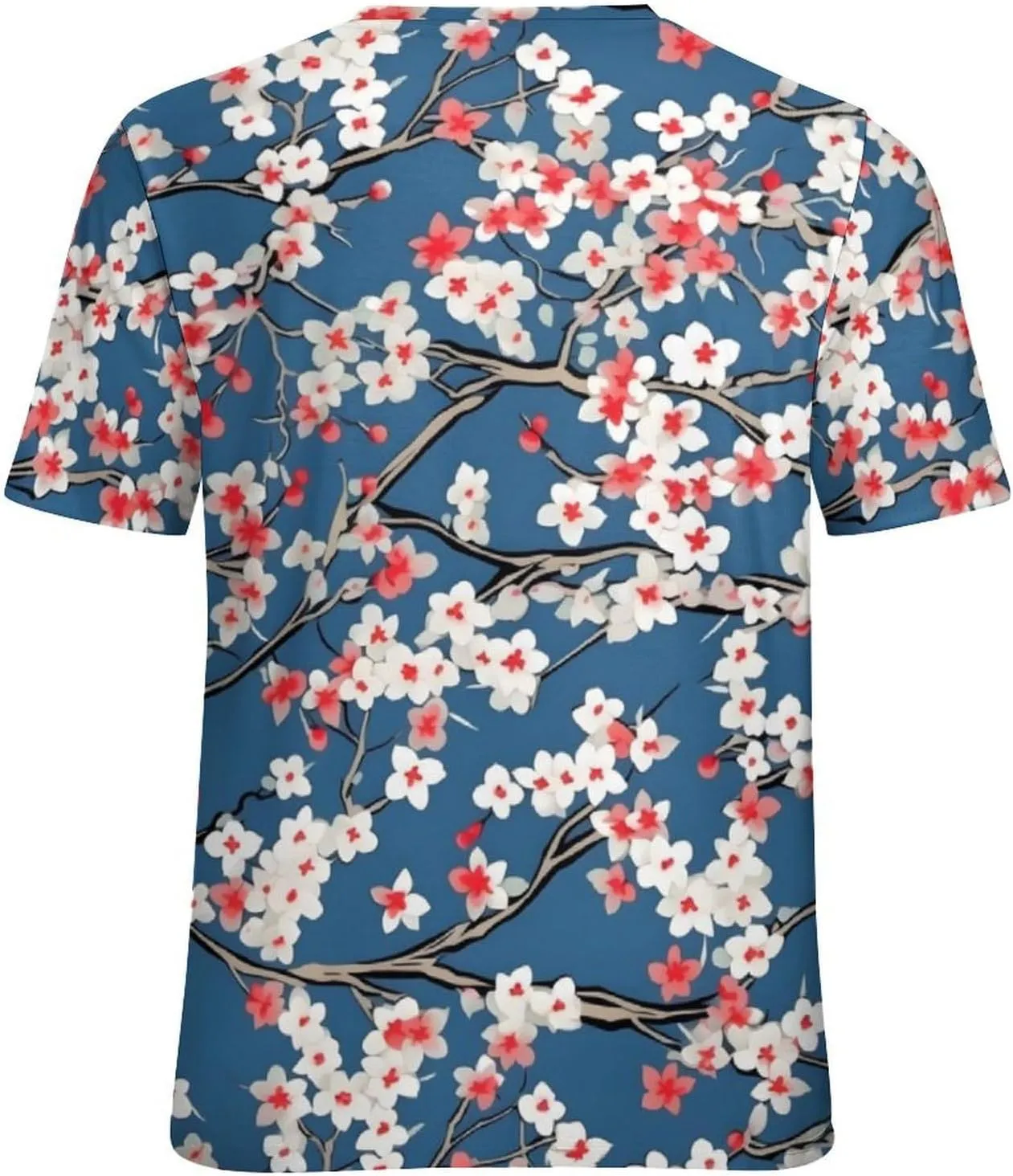JooMeryer Women's Plus Size Cherry Blossom Sakura Flower Printed Short Sleeve T-Shirt S-6X