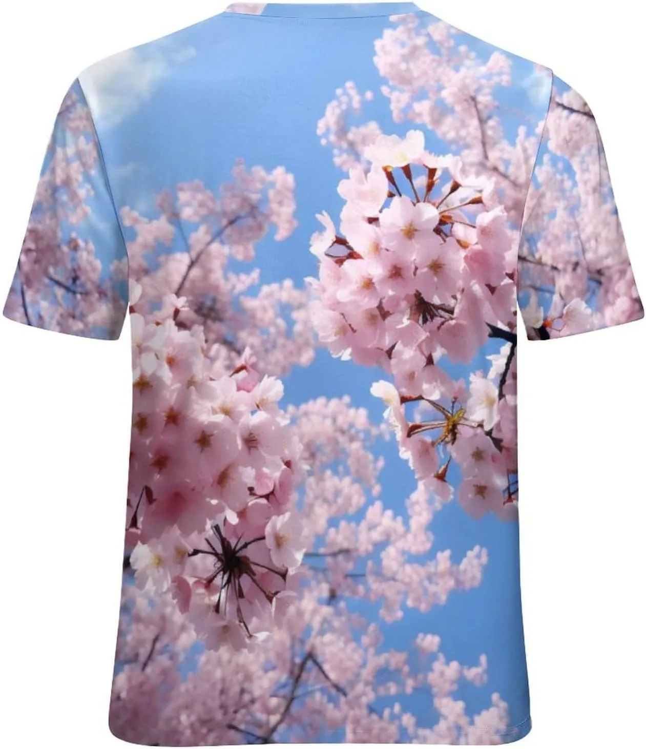 JooMeryer Women's Plus Size Cherry Blossom Sakura Flower Printed Short Sleeve T-Shirt S-6X