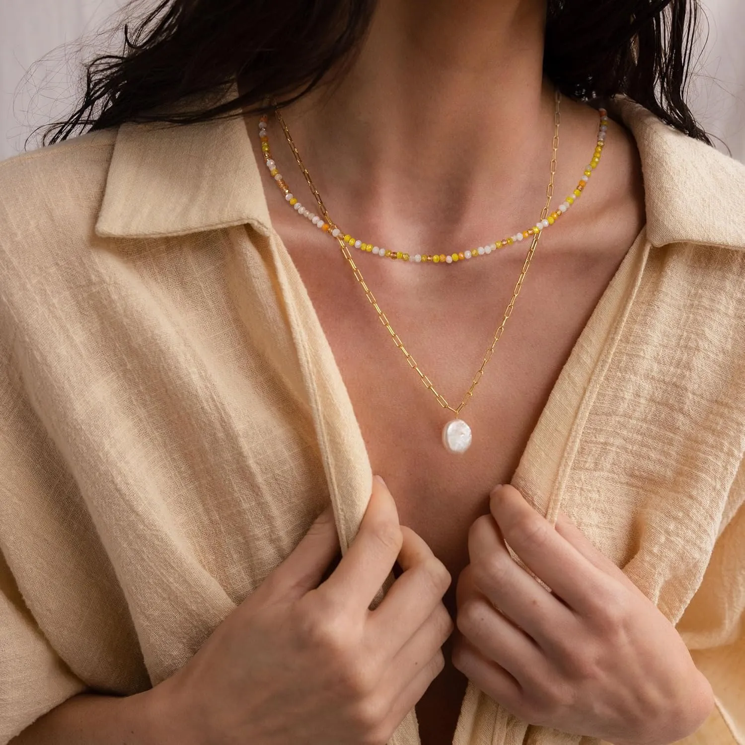 JSJOY Tiny Crystal Beaded Choker Necklaces for Women Colorful Beaded Necklace Dainty Choker Necklaces Simple Boho Jewelry Gifts for Teens Handmade Bead Necklaces Gifts