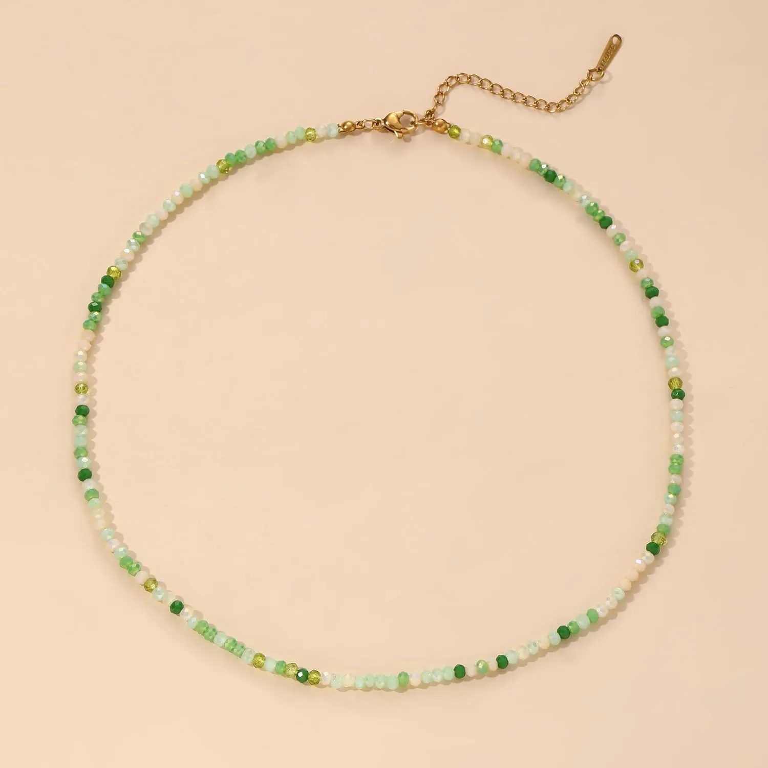 JSJOY Tiny Crystal Beaded Choker Necklaces for Women Colorful Beaded Necklace Dainty Choker Necklaces Simple Boho Jewelry Gifts for Teens Handmade Bead Necklaces Gifts