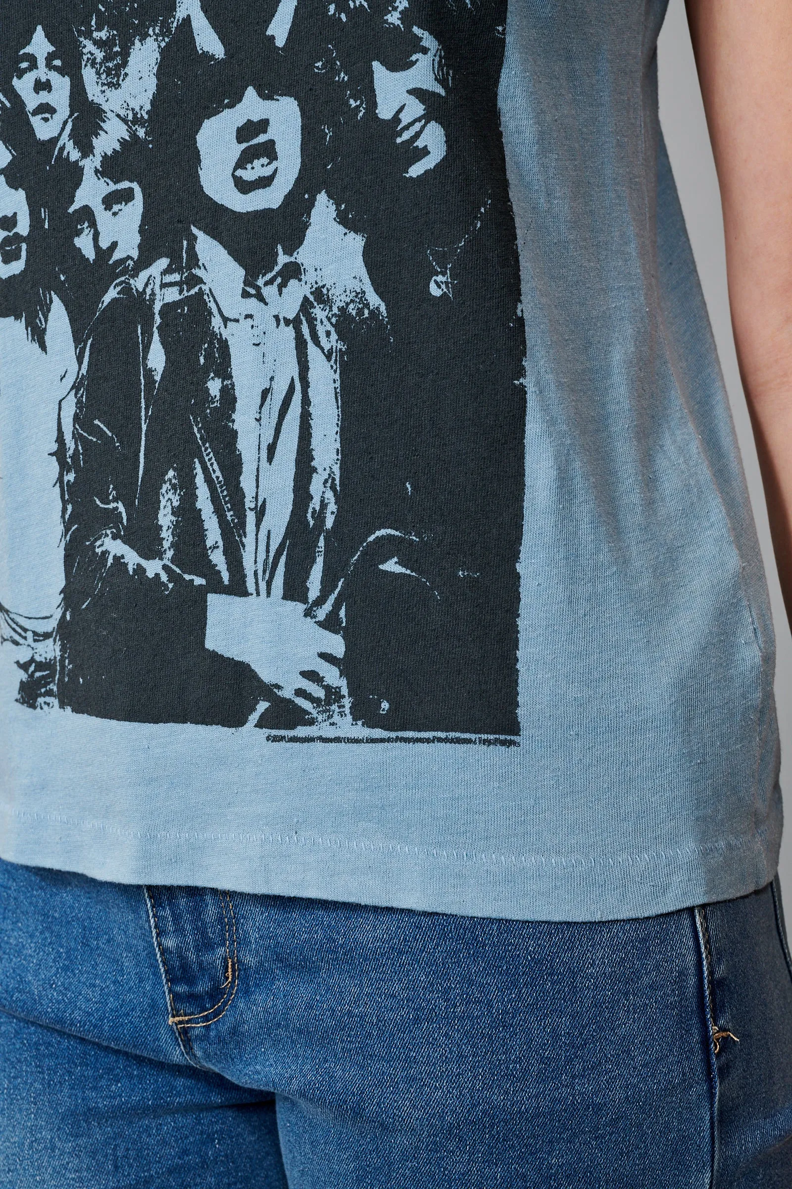 Junkfood Clothing, Cotton, AC/DC crew neck tee shirt in light blue