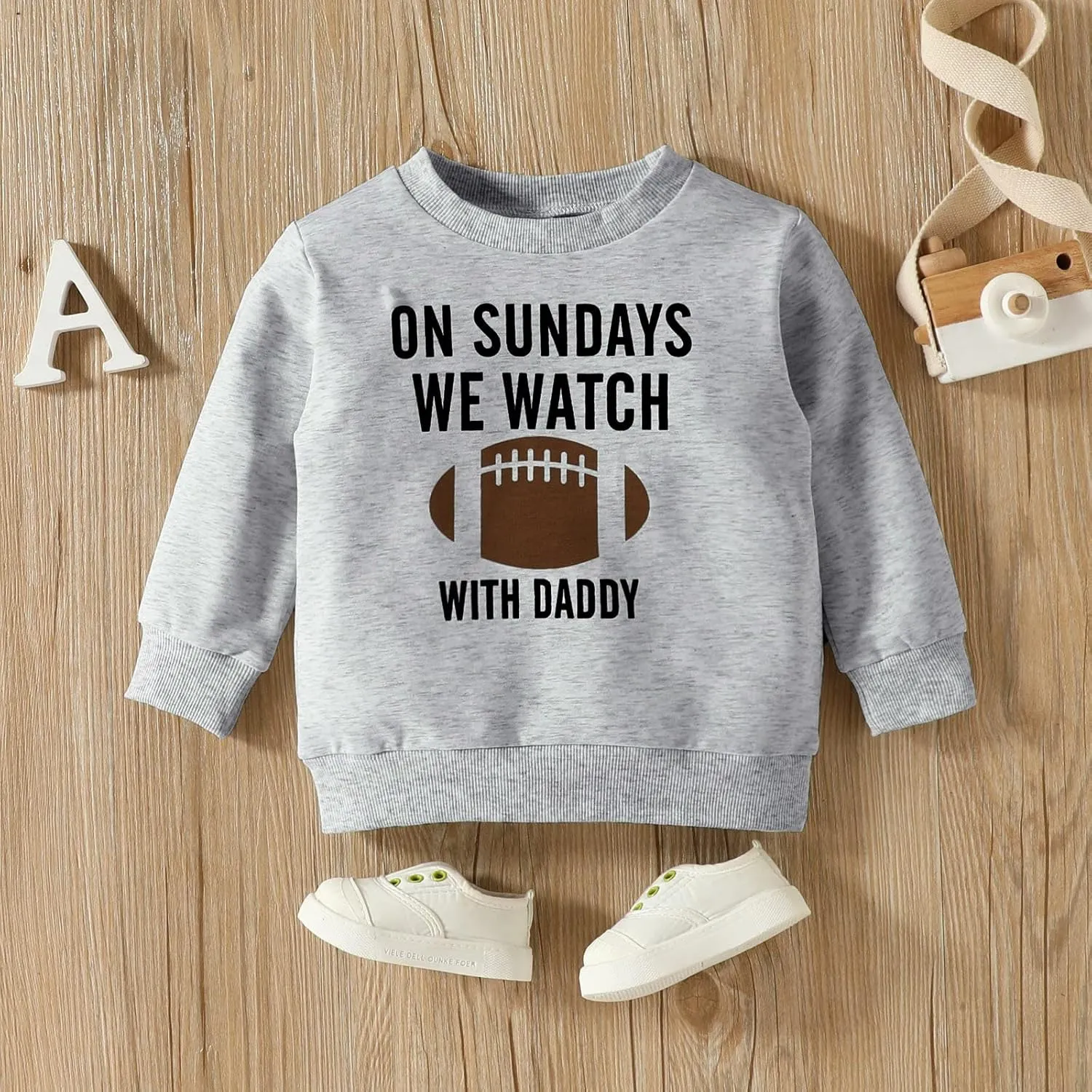 KAGAYD Kids Boy Girl On Sundays We Watch Football With Daddy Mommy Funny Sweatshirt Pullover Tops Casual Wear Outwear
