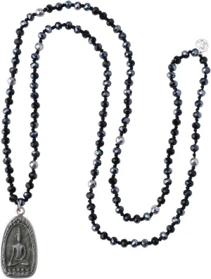 KELITCH Buddha Pendant Necklaces Natural Stone Beaded Necklaces Handmade Long Chain Strands Necklaces Jewelry for Women (Brown C)