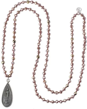 KELITCH Buddha Pendant Necklaces Natural Stone Beaded Necklaces Handmade Long Chain Strands Necklaces Jewelry for Women Girls