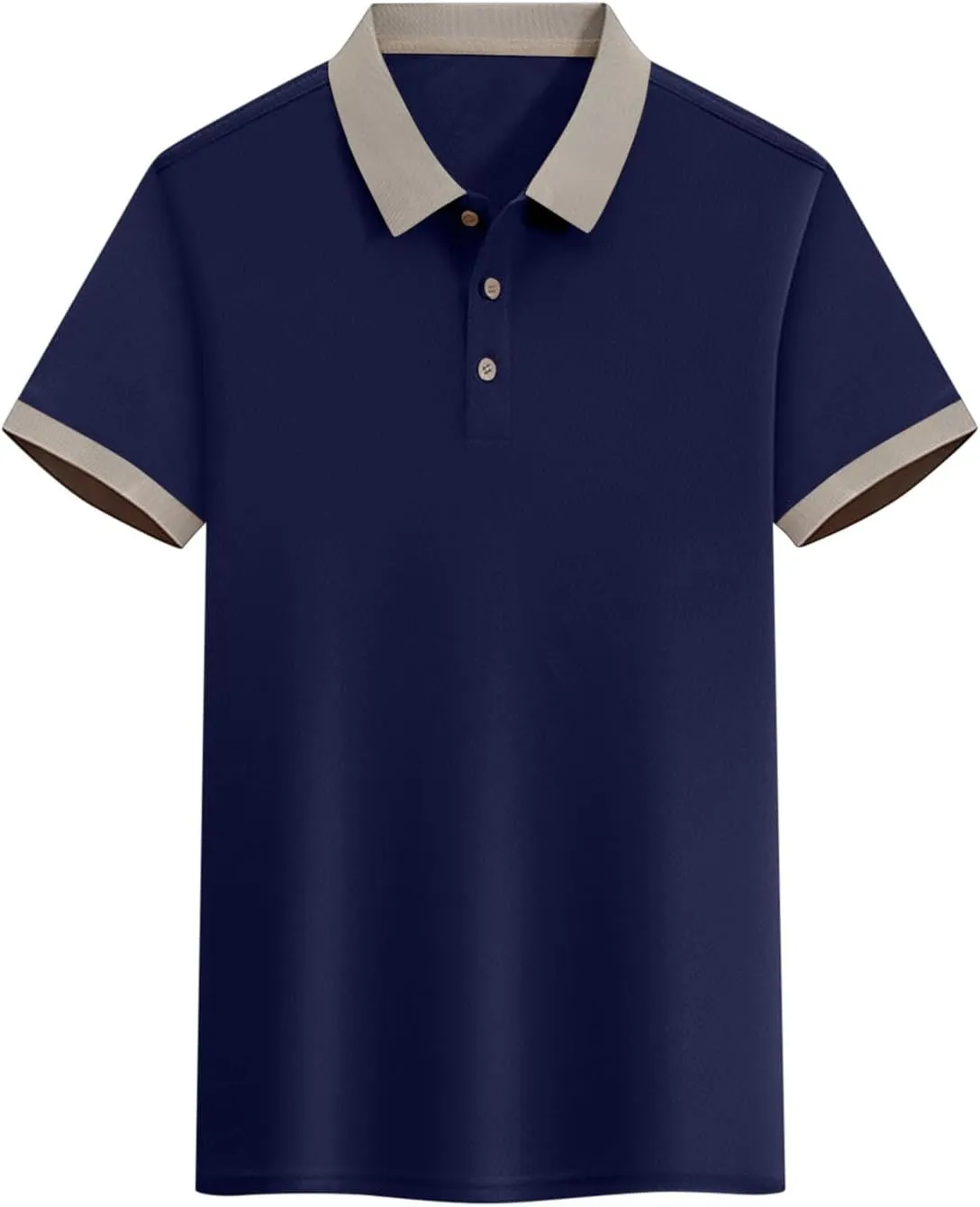 Korean Style Color Block Polo Shirts Mens Slim Fit Golf Tee Tops Summer Short Sleeve Button Collared Athletic Blouse
