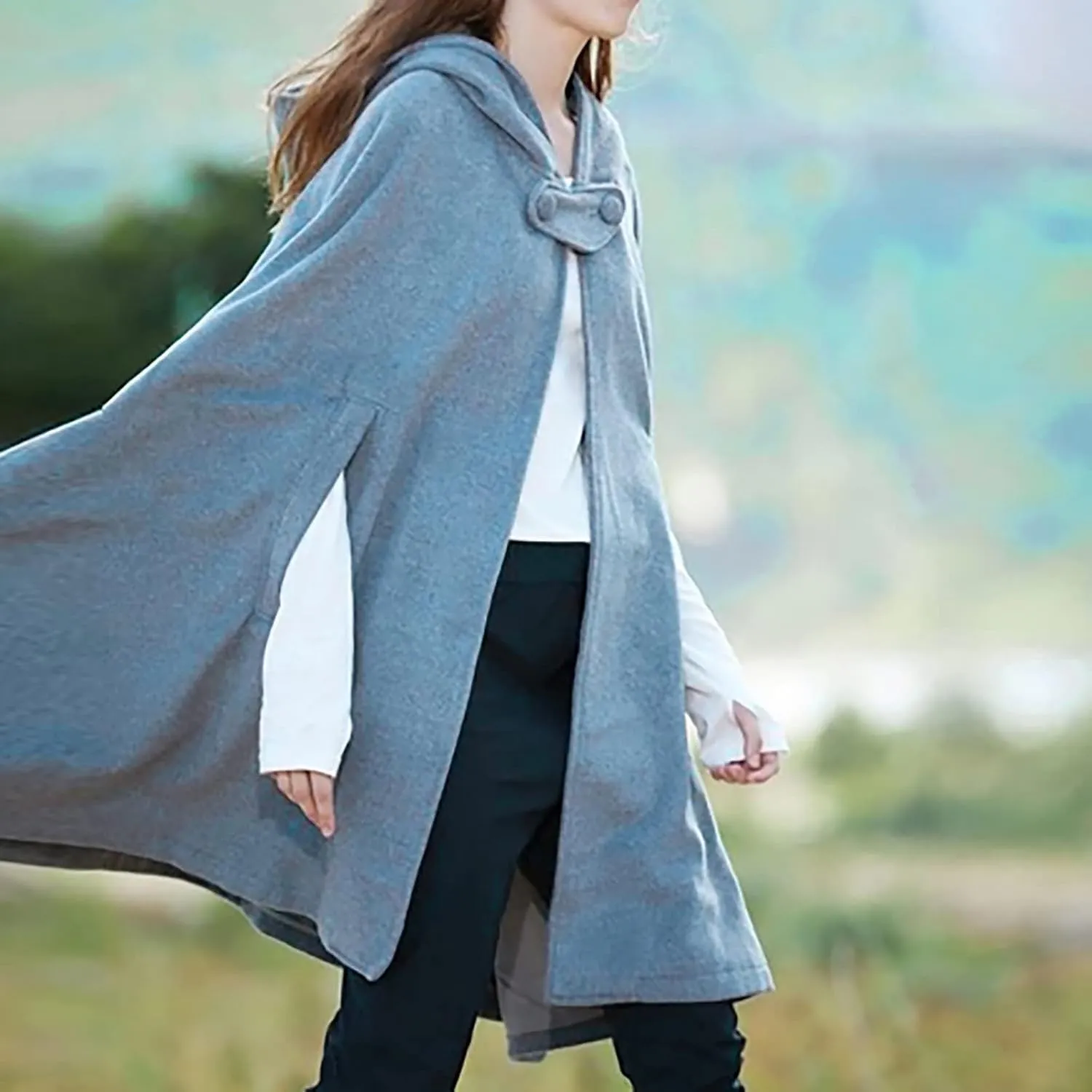 Kuluzego Womens Cardigan Front Cloak Jacket Hoods Cape Shawl Wraps Trench Coats for Women Fall Winter Cloak 2025 Fashion Y2K