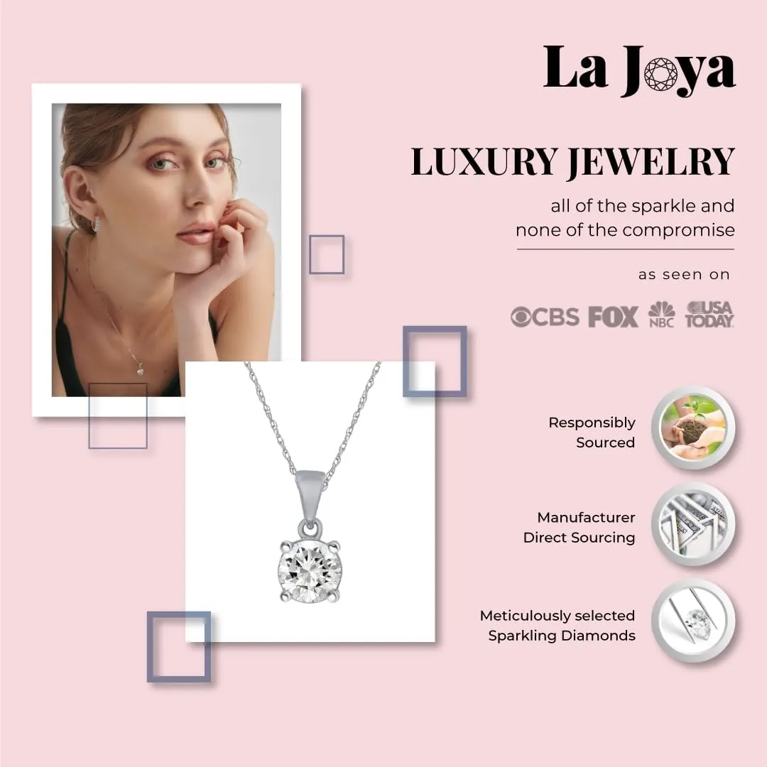 La Joya Sterling Silver Lab Grown Diamond Solitaire Necklace for Women | 1/6-1/3 CT. TW. Certified GH VS/SI Diamond Pendant Necklace