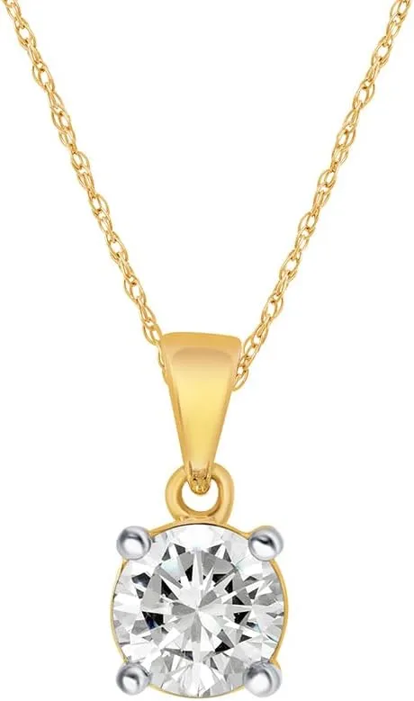 La Joya Sterling Silver Lab Grown Diamond Solitaire Necklace for Women | 1/6-1/3 CT. TW. Certified GH VS/SI Diamond Pendant Necklace