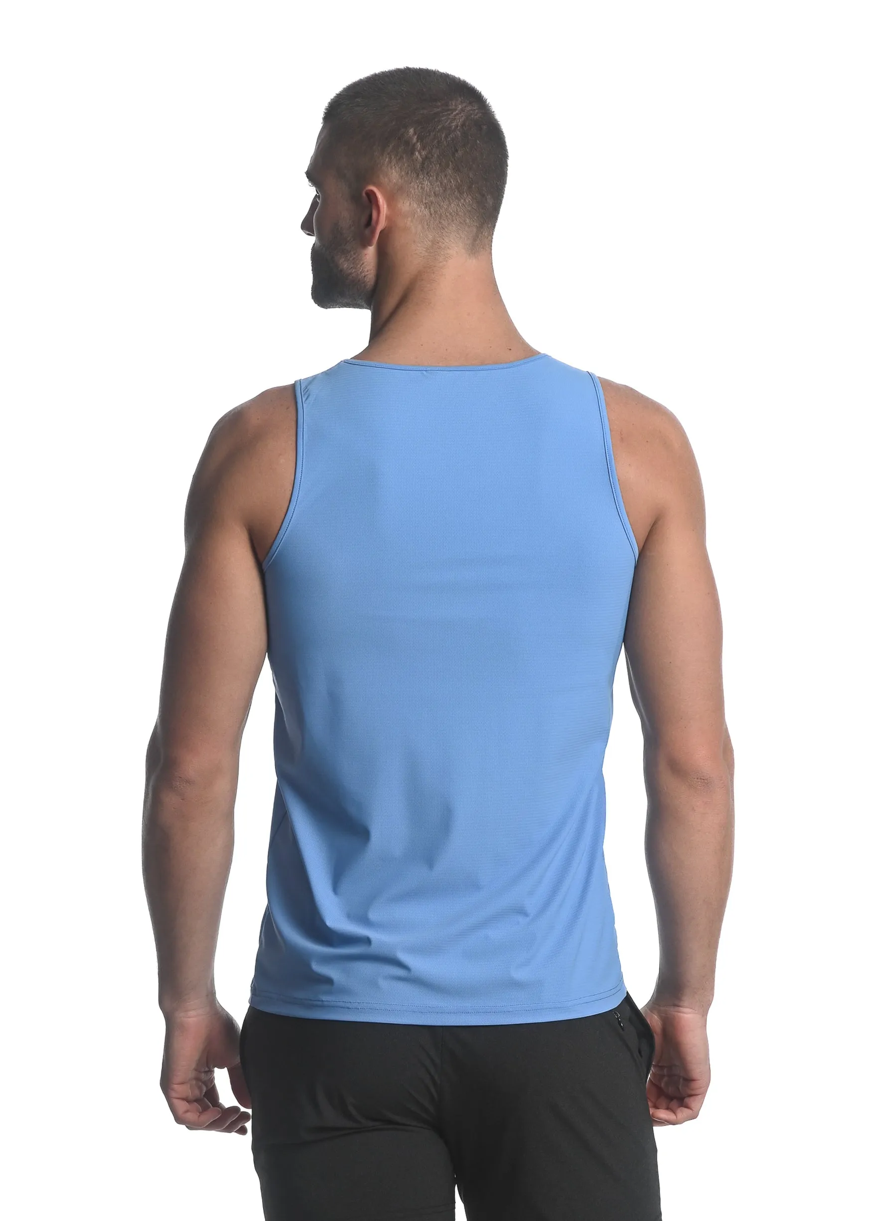 LAKE BLUE TEXTURED STRETCH MESH PERFORMANCE SINGLET ST-279
