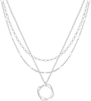 Layered Circle Necklace for Women Gold Silver Stackable Chain Necklaces Dainty Circle Geometric Pendant Necklace Minimalist Trendy Round Necklace Elegant Jewelry