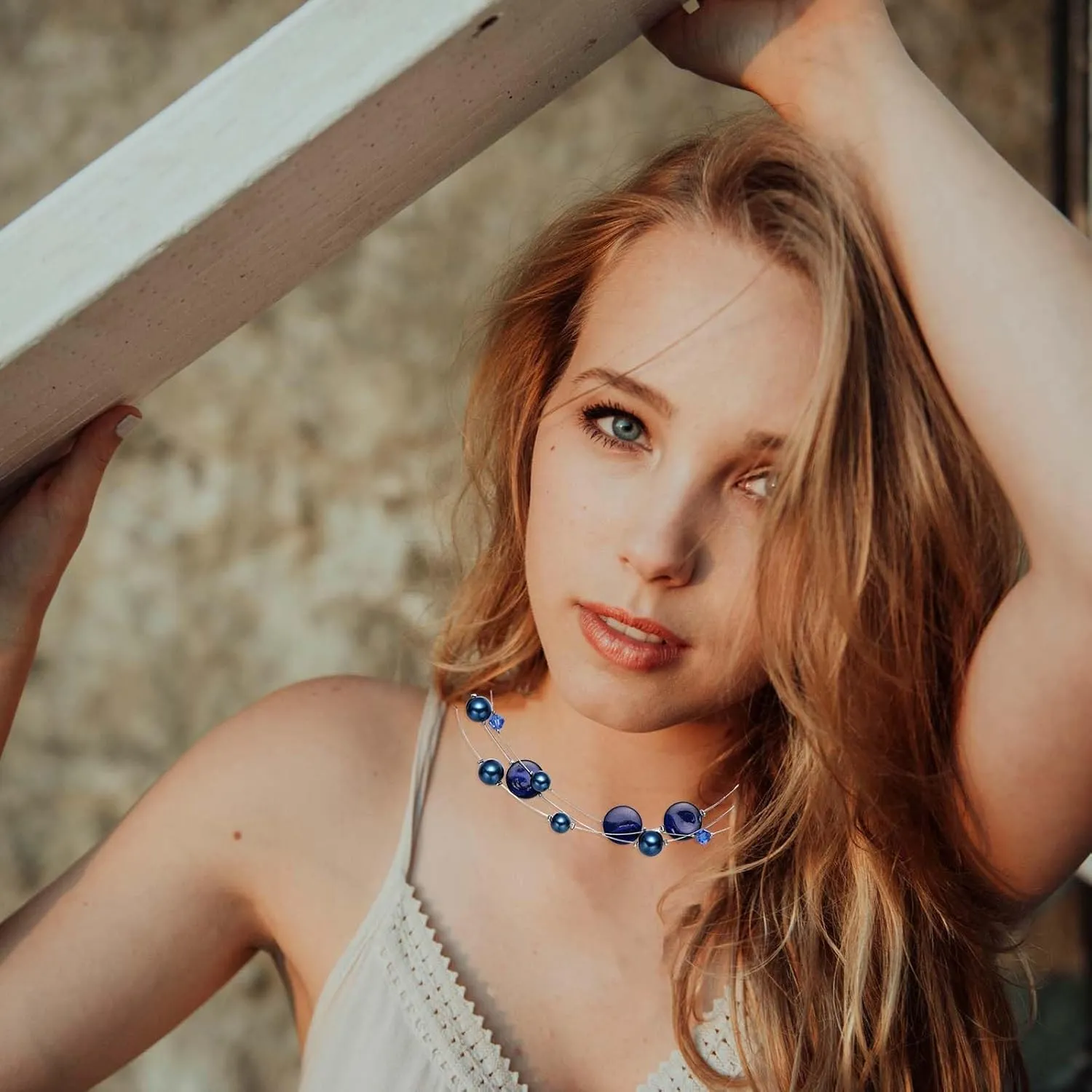 Layered Shell Necklaces for Women Stacked Pearl Necklaces Statement Charm Necklace Stainless Steel Boho Necklaces for Women