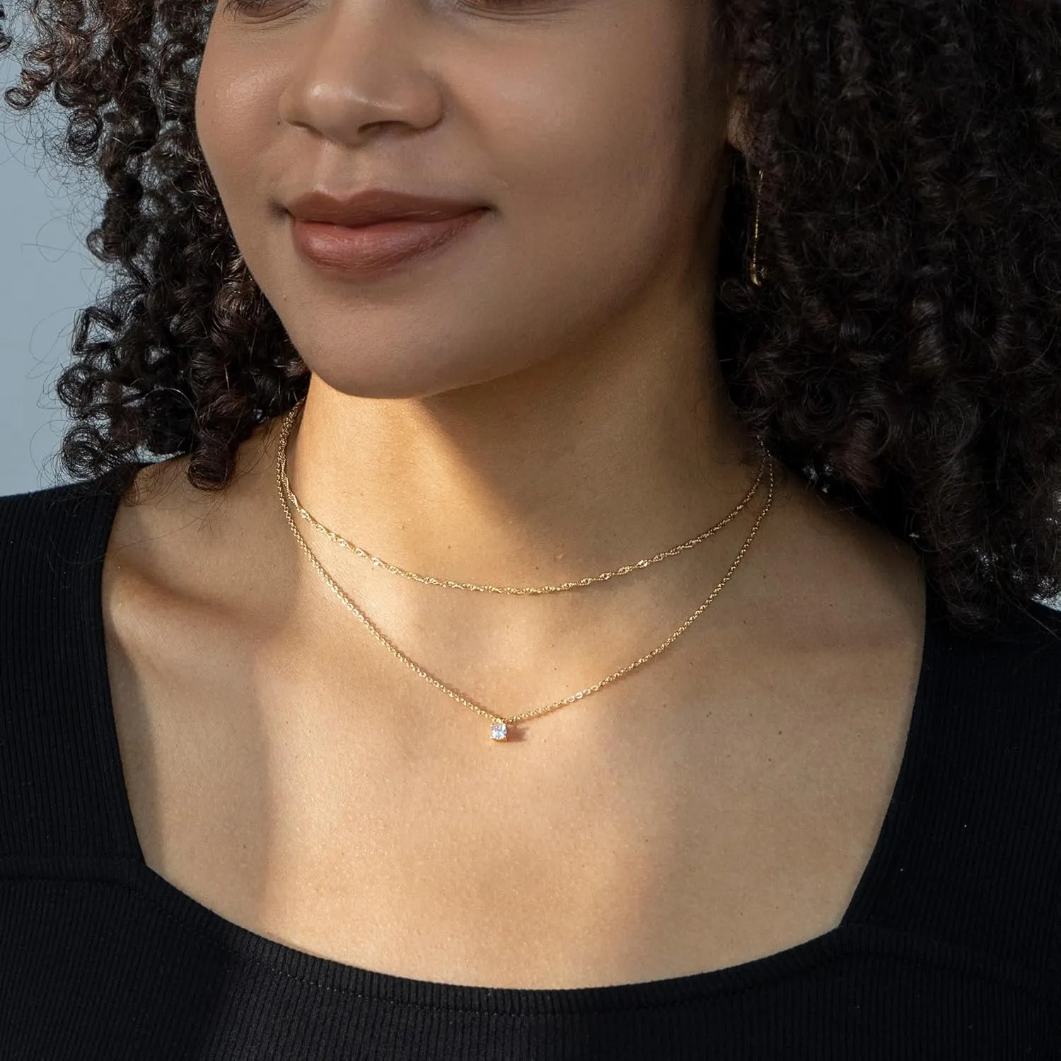 Ldurian Layered Necklaces for Women - 14K Dainty Gold Plated Layering Chokers Necklaces Set Multilayer Delicate Necklace Trendy Adjustable Long Layered Necklaces for Women
