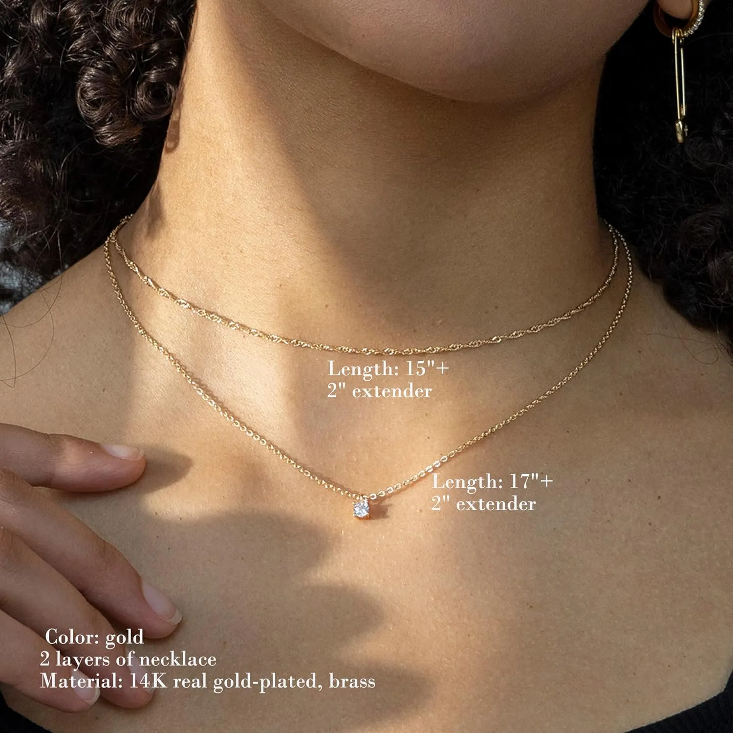 Ldurian Layered Necklaces for Women - 14K Dainty Gold Plated Layering Chokers Necklaces Set Multilayer Delicate Necklace Trendy Adjustable Long Layered Necklaces for Women