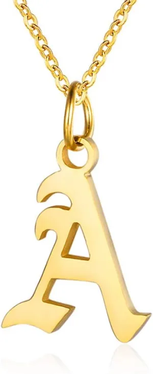 Letter Necklaces for Women Personalized Necklaces 18K Gold Plated Initial Pendant Old English Name Necklaces A-Z Bridesmaid Gift for Girls