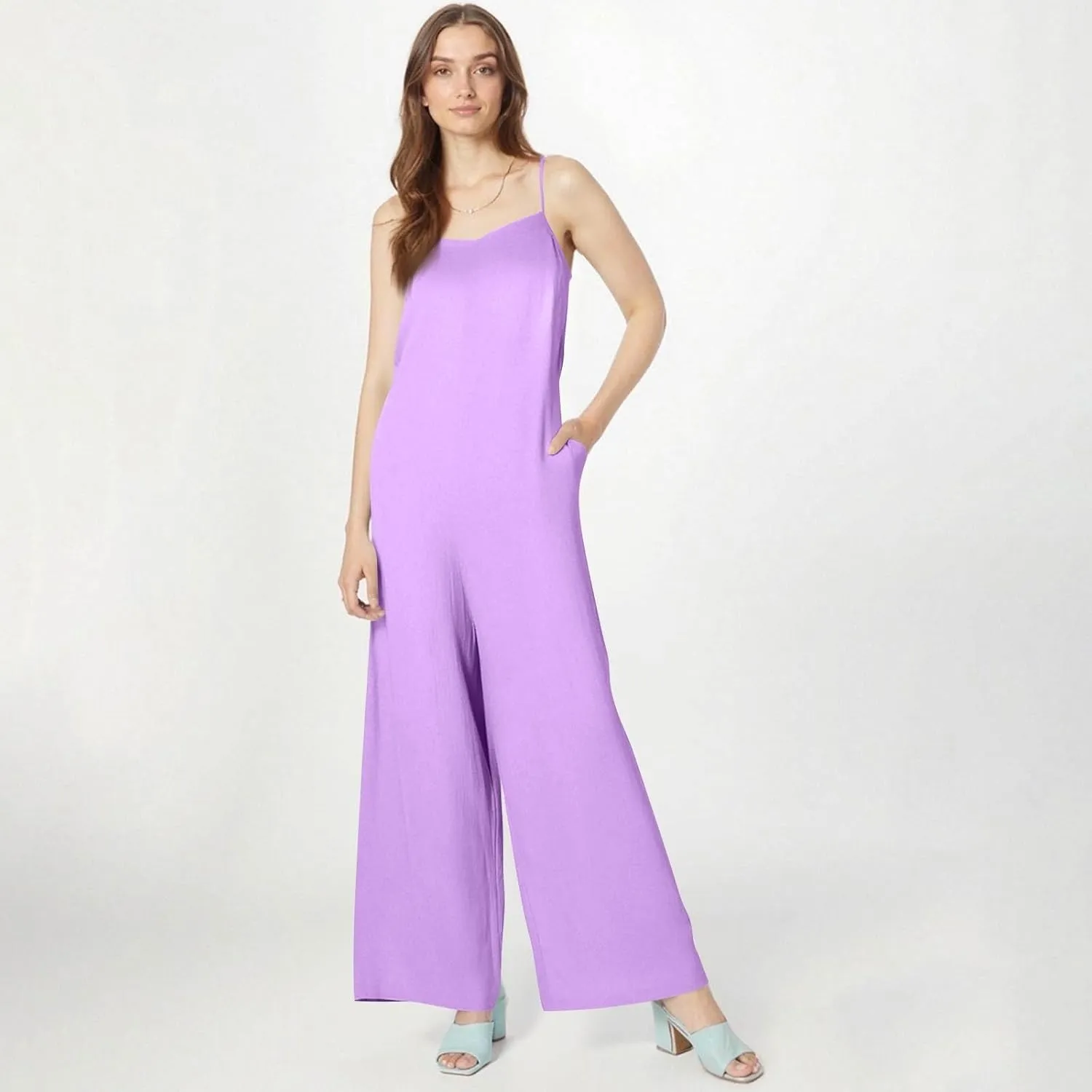 Linen Jumpsuits for Women Casual Comfy Loose Summer Boho Sleeveless Wide Leg Overalls One Piece Outfits with Pockets