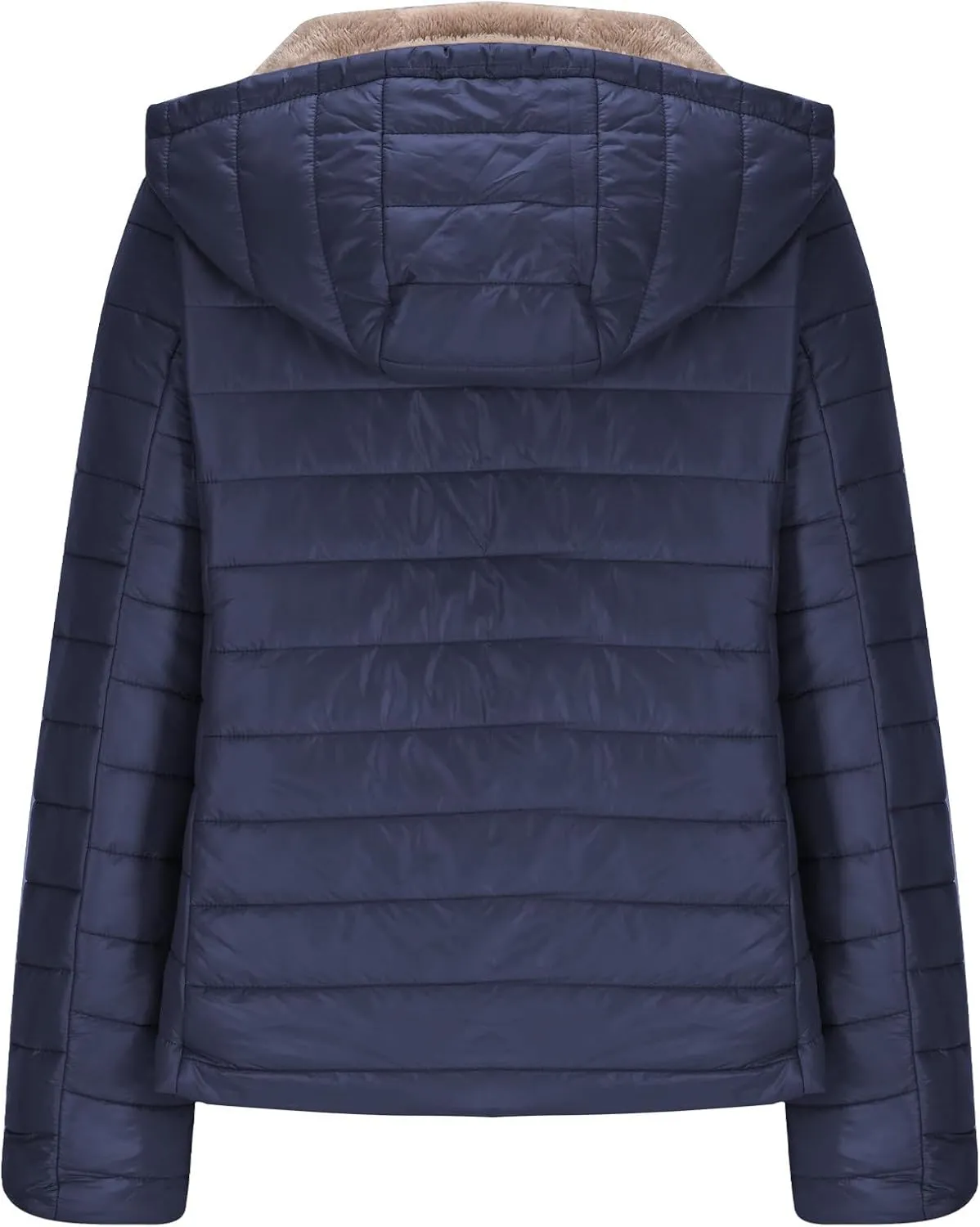 Lmdudan Women's Quilted Winter Coats Hooded Warm Puffer Jacket with Fleece Hood 2024 Lightweight Down Fleece Outerwear
