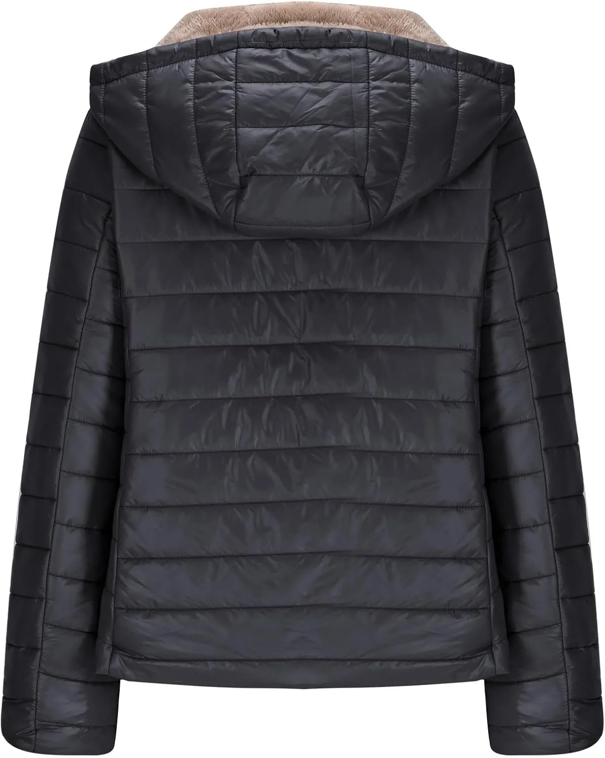 Lmdudan Women's Quilted Winter Coats Hooded Warm Puffer Jacket with Fleece Hood 2024 Lightweight Down Fleece Outerwear