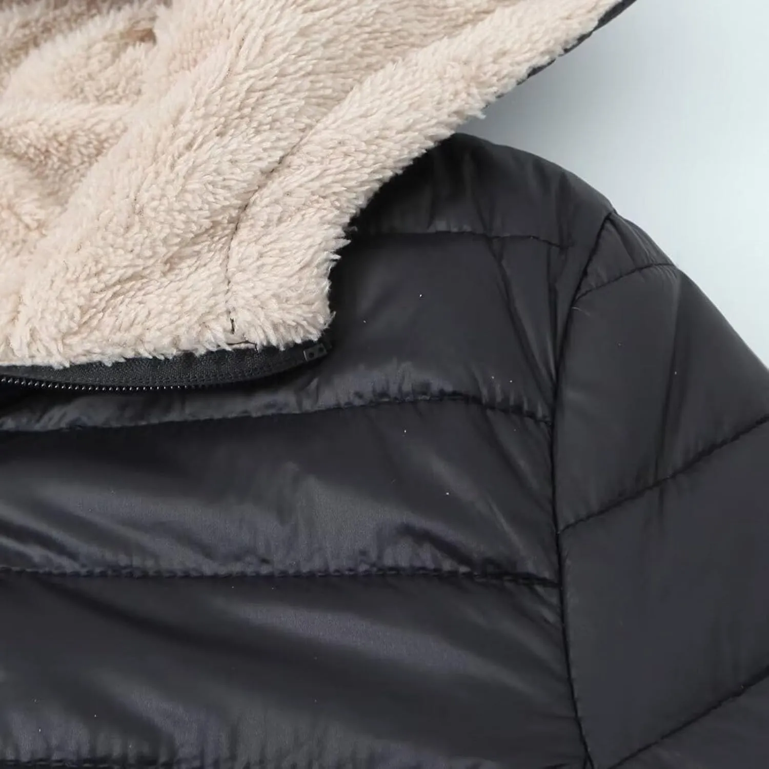 Lmdudan Women's Quilted Winter Coats Hooded Warm Puffer Jacket with Fleece Hood 2024 Lightweight Down Fleece Outerwear