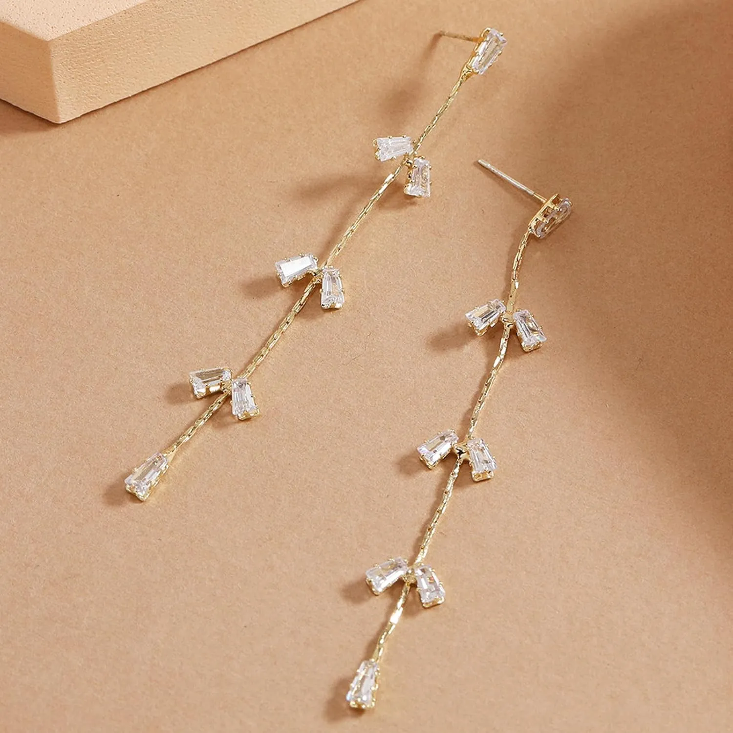 Long Pearl Drop Dangle Earrings for Women Gold Tassel Tiny Pearl Chain Earrings Wedding Earrings Jewelry