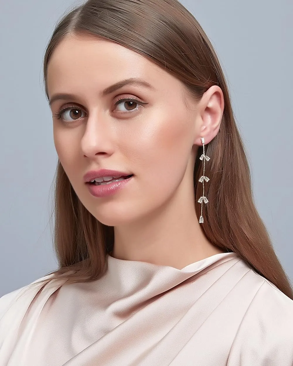 Long Pearl Drop Dangle Earrings for Women Gold Tassel Tiny Pearl Chain Earrings Wedding Earrings Jewelry