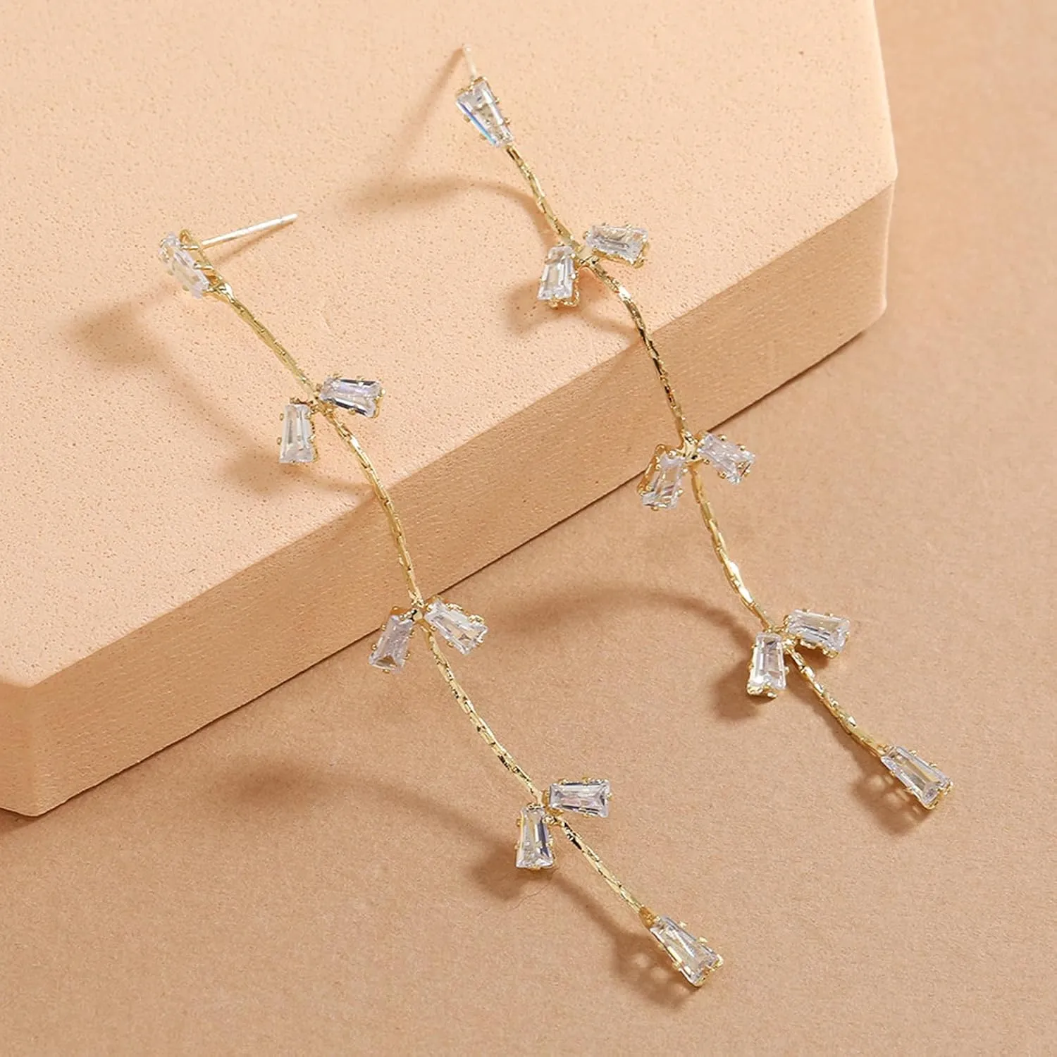 Long Pearl Drop Dangle Earrings for Women Gold Tassel Tiny Pearl Chain Earrings Wedding Earrings Jewelry