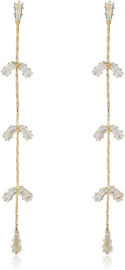 Long Pearl Drop Dangle Earrings for Women Gold Tassel Tiny Pearl Chain Earrings Wedding Earrings Jewelry